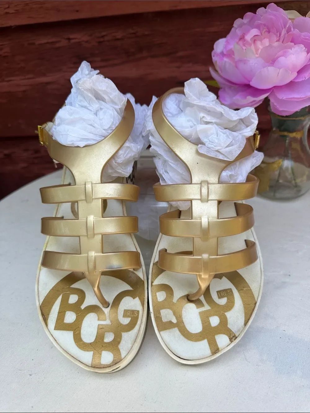 BCBGirls Metallic Gold  Sandals - Picture 3 of 9